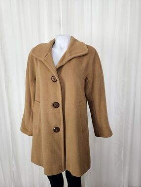 Ellen Tracy Classic Camel Wool Angora Coat Quiet Luxury 10P